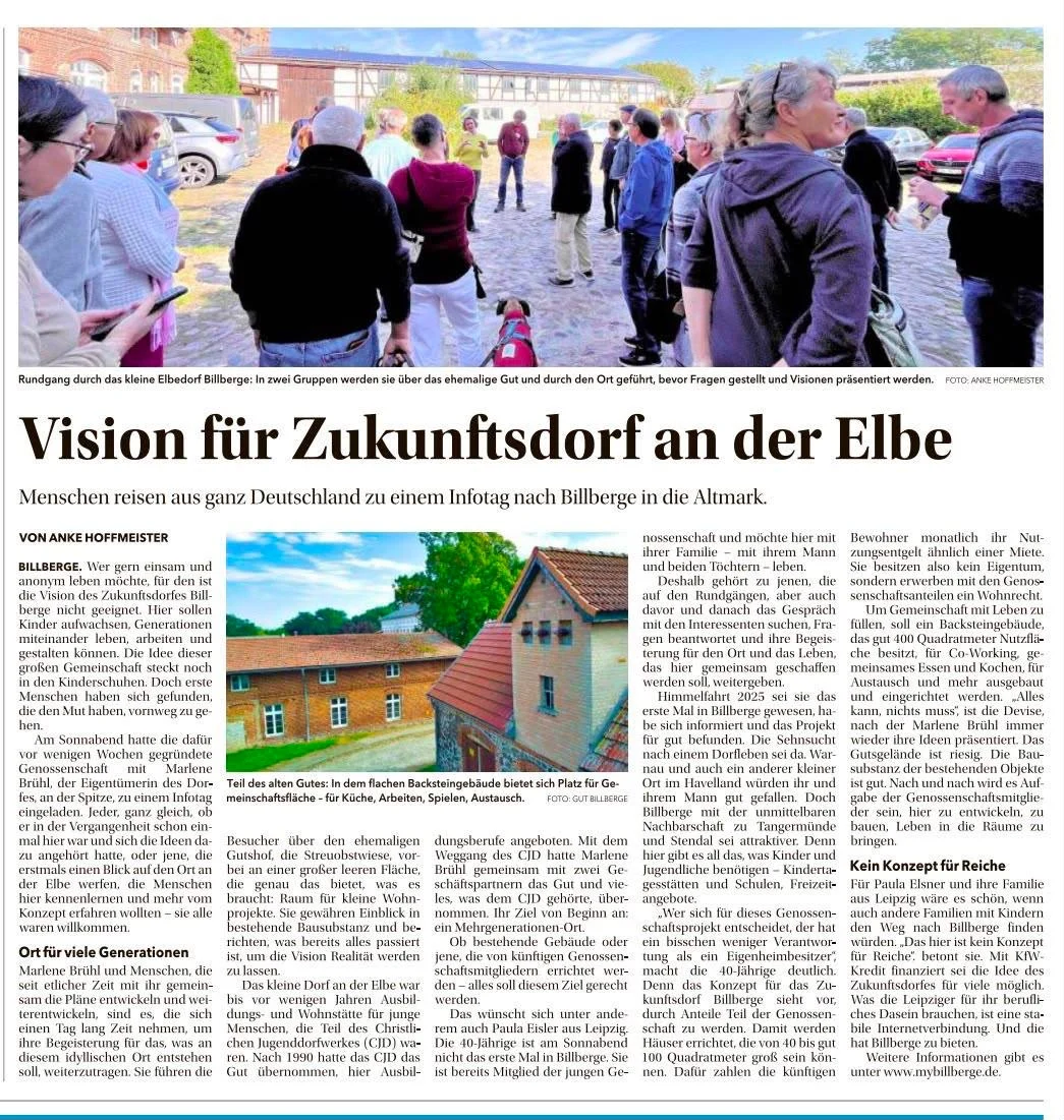 Volksstimme / Vision für Zukunftsdorf an der Elbe